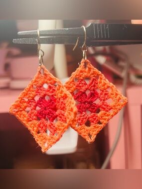 Handcrafted Granny Square Dangle Earrings